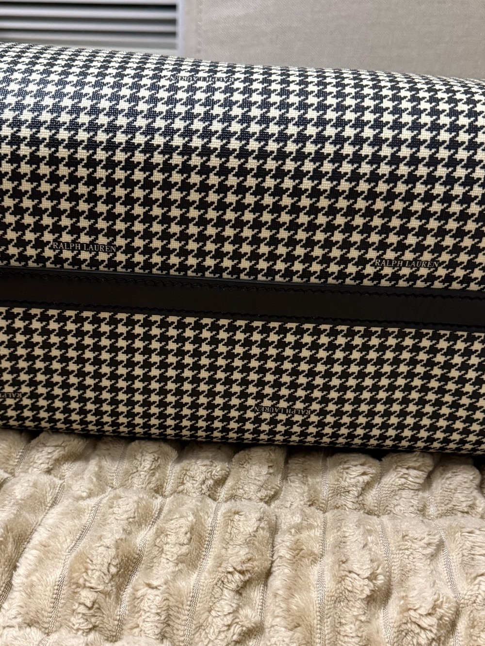 Ralph Lauren Black & White Houndstooth Bowling Satchel - Picture 8 of 8